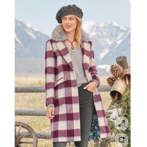 Sundance Plaid Palette Jacket Maroon NWT XS - Picture 1 of 15